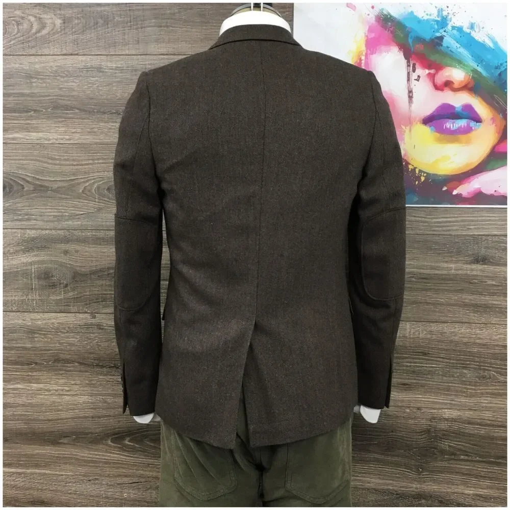 BEN SHERMAN Mens Blazer Sport Coat Casual Jacket Size S ( 36R )‎ Brown Wool Suit